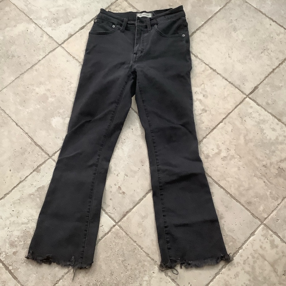 Madewell Black Bootcut Jeans with Frayed Hem